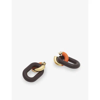 Marni Womens  Chain Resin And Brass Drop Earrings In 00r35
