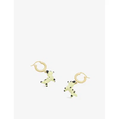Marni Womens  Enamelled Dog Charm Brass Hoop Earrings In 00c16