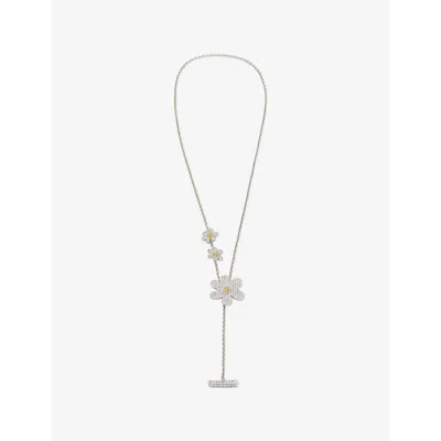 Marni Womens  Rhinestone Daisy Long Brass Necklac In 00y50