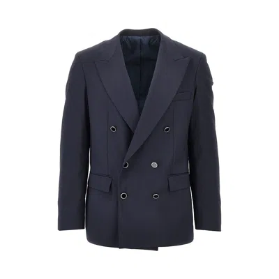 Marsēm Marsem Light Wool-blend Double-breasted Jacket In Blue