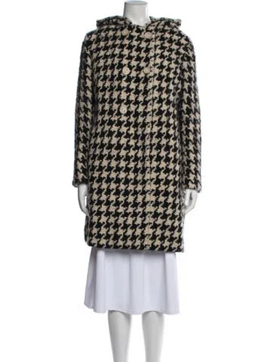 Pre-owned Martin Grant Virgin Wool Houndstooth Print Coat In Black/neutrals