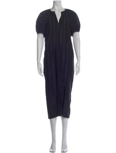 Pre-owned Martin Grant V-neck Long Dress In Blue