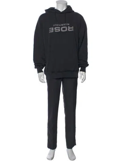 Pre-owned Martine Rose Graphic Print Crew Neck Hoodie In Black