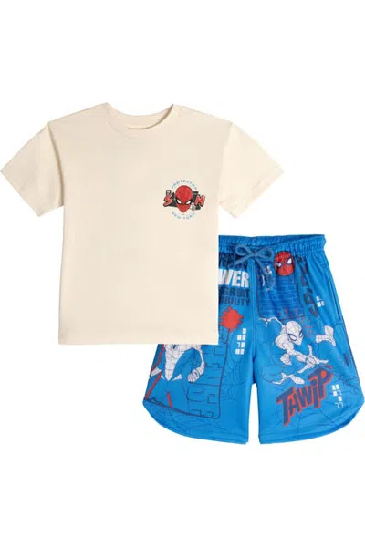 Marvel Spider-man 2-piece T-shirt And Mesh Shorts Set (toddler, Little Kid & Big Kid) In Neutral