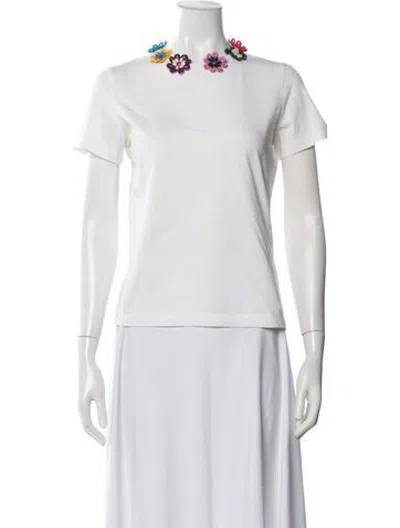 Pre-owned Mary Katrantzou Floral Print Crew Neck T-shirt In White