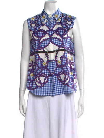 Pre-owned Mary Katrantzou Graphic Print Sleeveless Top In Blue/red/white