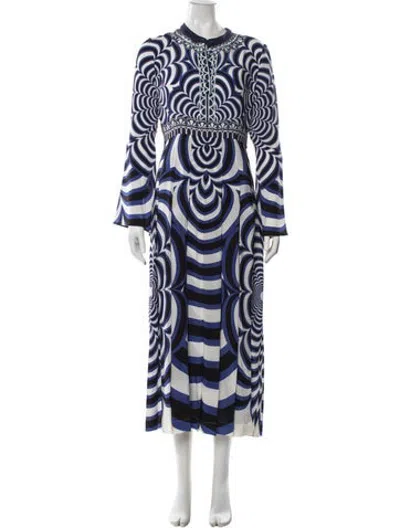 Pre-owned Mary Katrantzou Silk Long Dress In Blue/white