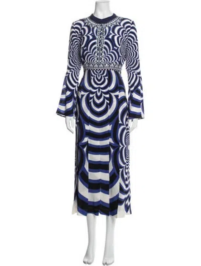 Pre-owned Mary Katrantzou Silk Long Dress In Blue/white