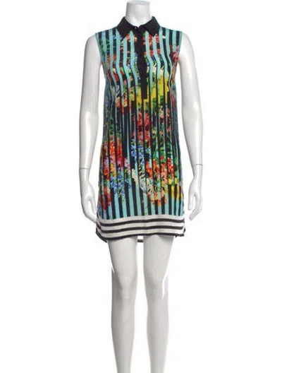 Pre-owned Mary Katrantzou Silk Mini Dress In Blue