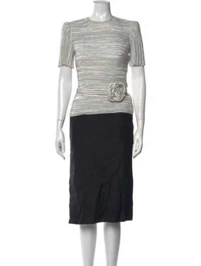 Pre-owned Mary Mcfadden Crew Neck Knee-length Dress In Black