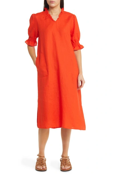 Masai Copenhagen Nydela Linen Shift Dress In Orange Com
