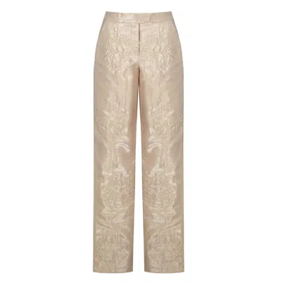 Mashat Beige Organza Straight Pants