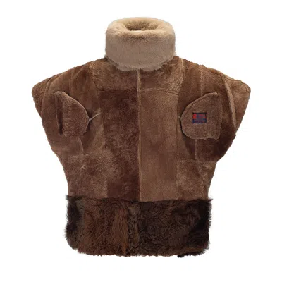 Mashat Brown & Mint Reversible Faux Fur Jacket