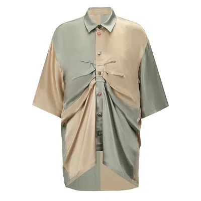 Mashat Butterfly Paneled Shirt In Silver
