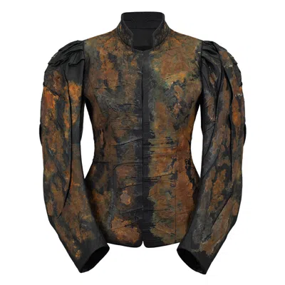 Mashat Couture Rusty Wrinkled Faux Leather Blazer In Black