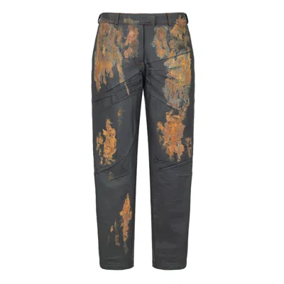 Mashat Couture Rusty Wrinkled Faux Leather Trousers In Black