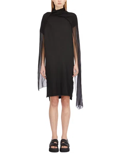 Masnada Cotton Dress With Silk Scarf In Black