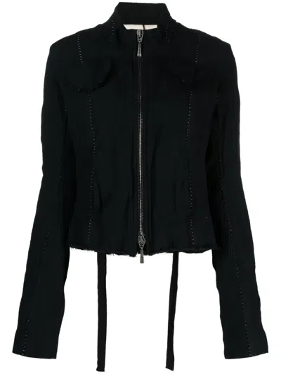 Masnada Perforated Cropped Jacket In Black