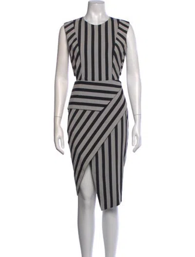 Pre-owned Mason Striped Knee-length Dress In Neutrals