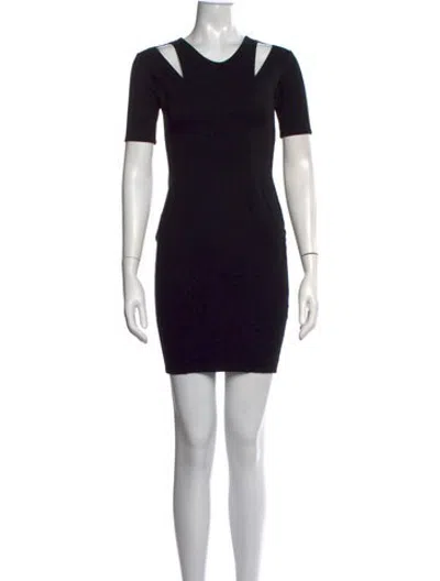 Pre-owned Mason V-neck Mini Dress In Black