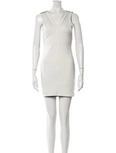 Pre-owned Mason V-neck Mini Dress In Neutrals
