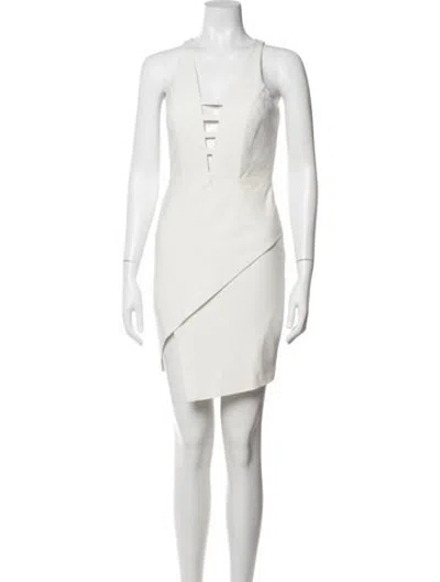 Pre-owned Mason V-neck Mini Dress In Neutrals