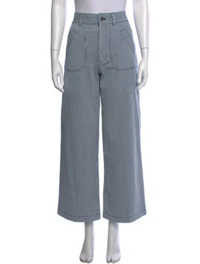 Pre-owned Masscob Striped Wide Leg Pants In Blue