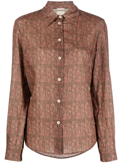 Massimo Alba Floral-print Shirt In Grey
