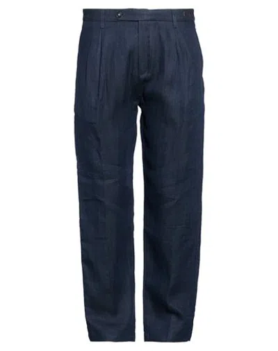 Massimo Alba Man Pants Navy Size 40 Linen In Blue