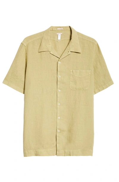 Massimo Alba Short Sleeve Linen Button-up Shirt In Green