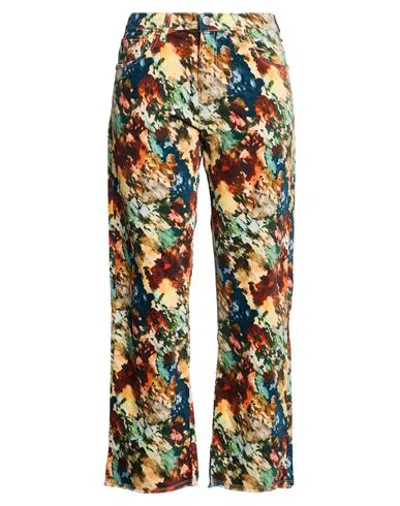 Massimo Alba Woman Pants Green Size 29 Cotton, Elastane In Animal Print