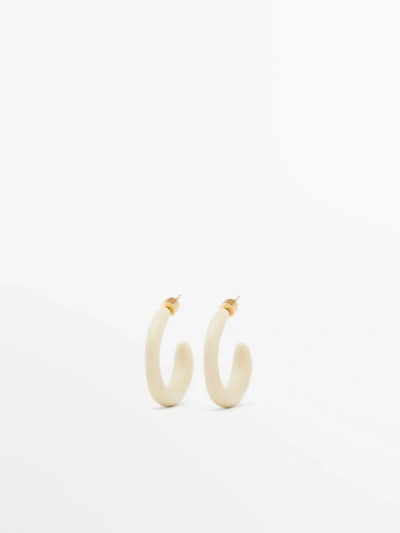 Massimo Dutti Enamelled Hoop Earrings In Gold