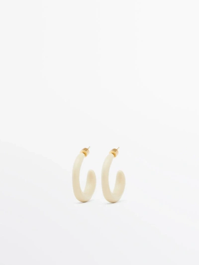 Massimo Dutti Enamelled Hoop Earrings In Golden
