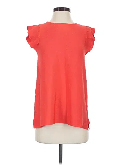 Pre-owned Massimo Dutti Short Sleeve Top Red Ruffles Neckline Tops