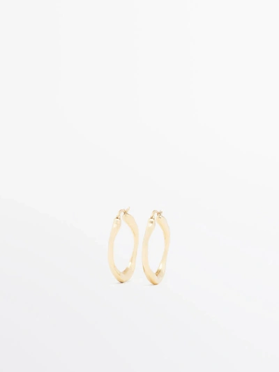 Massimo Dutti Textured Asymmetric Hoop Earrings In Gold