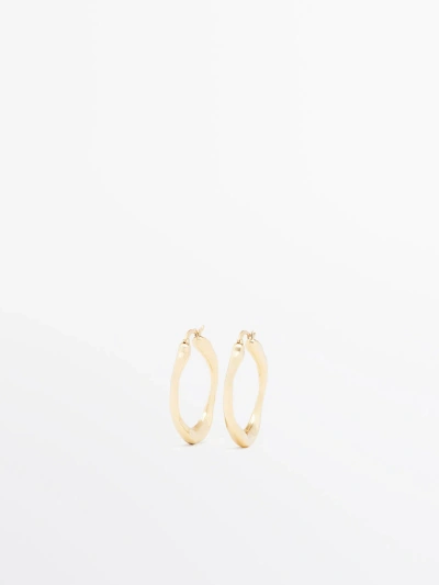Massimo Dutti Textured Asymmetric Hoop Earrings In Golden