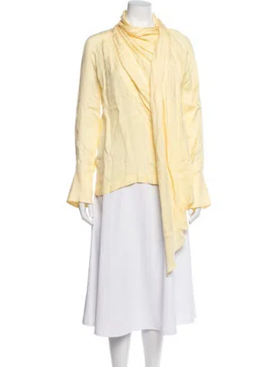 Pre-owned Materiel Cowl Neck Long Sleeve Top In Yellow