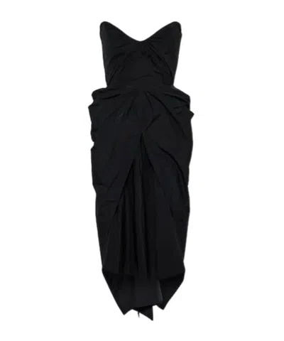 Maticevski Fincher Draped Bustier Midi Dress In Black