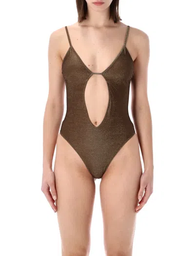 Matinee Matinée Matinée Lilly Lurex One-piece Swimsuit In Brown
