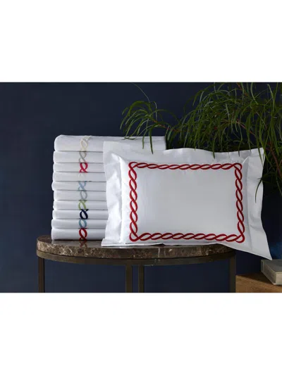 Matouk Classic Chain Percale Sheets & Pillowcase Set Collection In Red