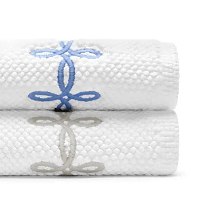 Matouk Gordian Knot Milagro Bath Rug - Exclusive In White/azure Blue