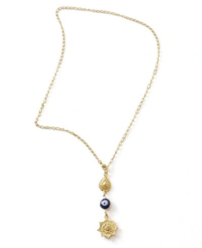 Matr Boomie Drishti Evil Eye Charm Drop Necklace In Brass