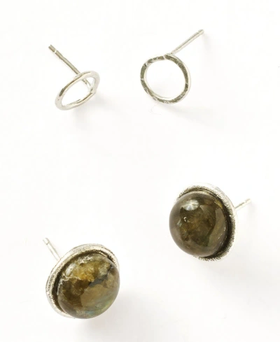 Matr Boomie Indali Labradorite Stud Earrings In Green