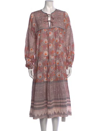 Pre-owned Matta Floral Print Long Dress In Pink
