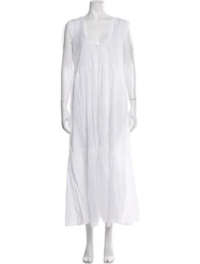 Pre-owned Matta Scoop Neck Long Dress In White