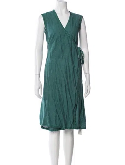 Pre-owned Matta V-neck Midi Length Dress In Green