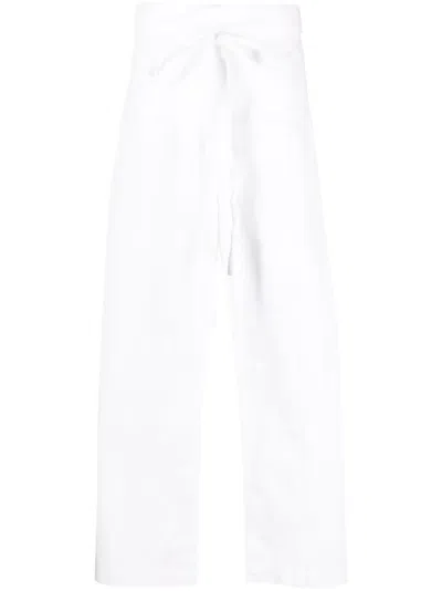 Matteau Drawstring-waist Wide-leg Trousers In White