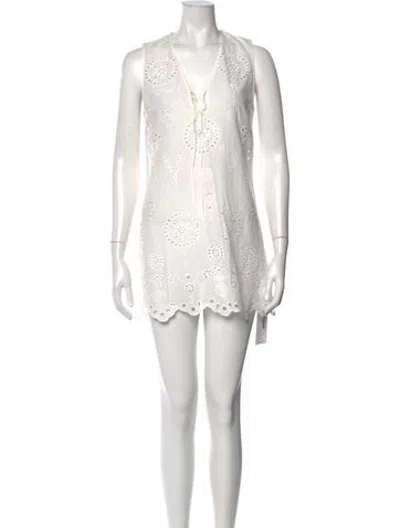 Pre-owned Matteau Lace Pattern Mini Dress In White