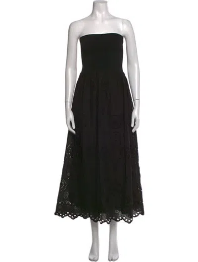 Pre-owned Matteau Strapless Midi Length Dress In Black