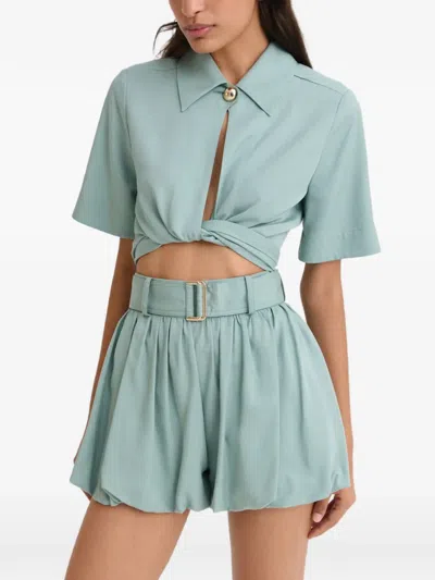 Matthew Bruch Bubble Twist-detail Cropped Shirt In Multi